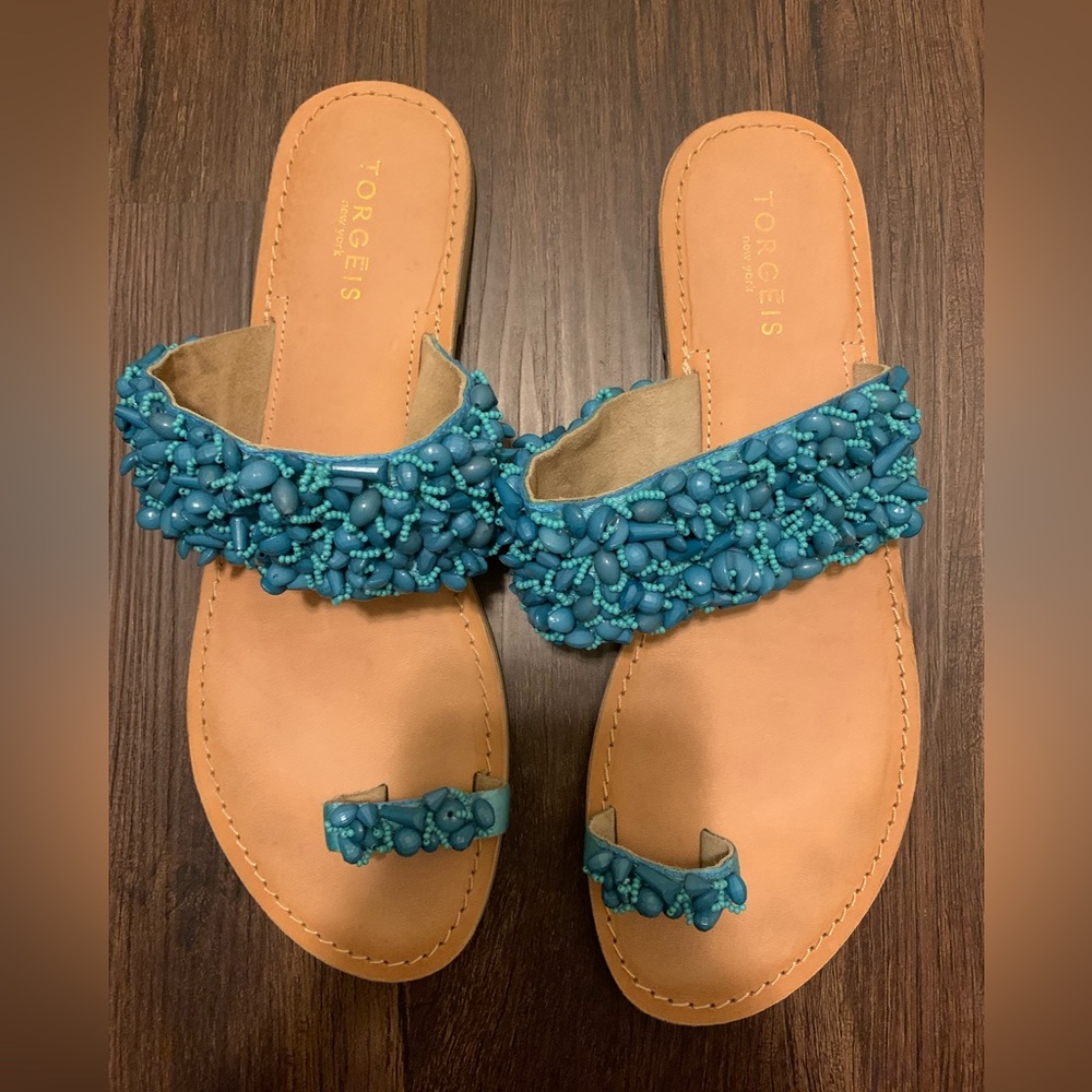 Torgeis Flat Toe Ring Sandal Blue - image 2